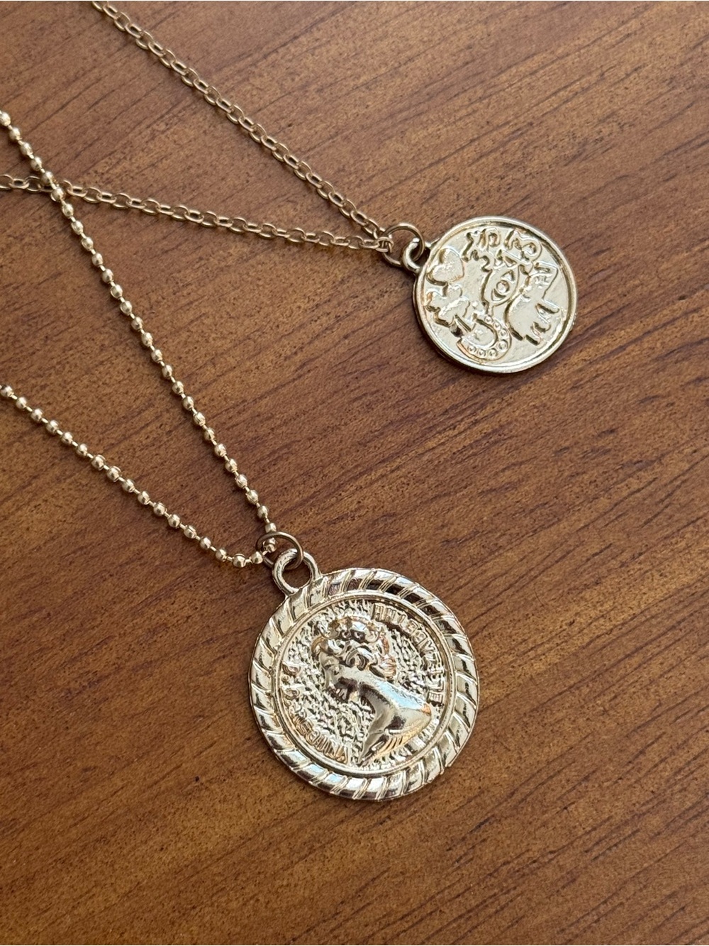 Layered Gold Coin Pendant Necklace - Women’s Fashion Jewelry - Picture 3 of 3